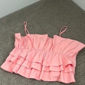 Pink Ruffled Women's Cropped Top